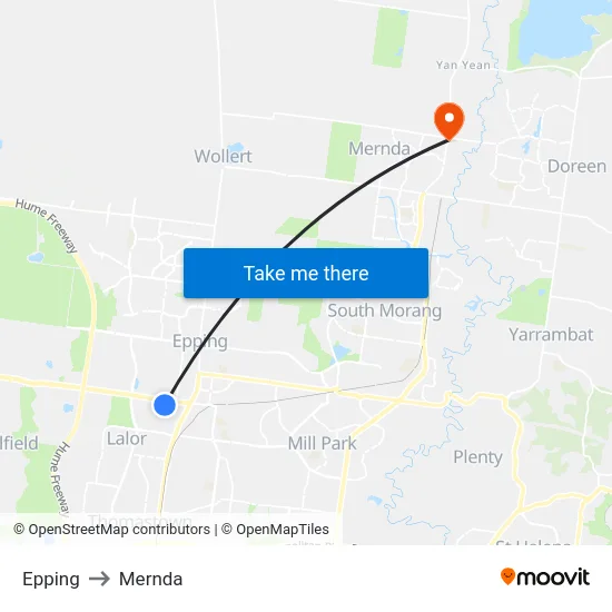 Epping to Mernda map
