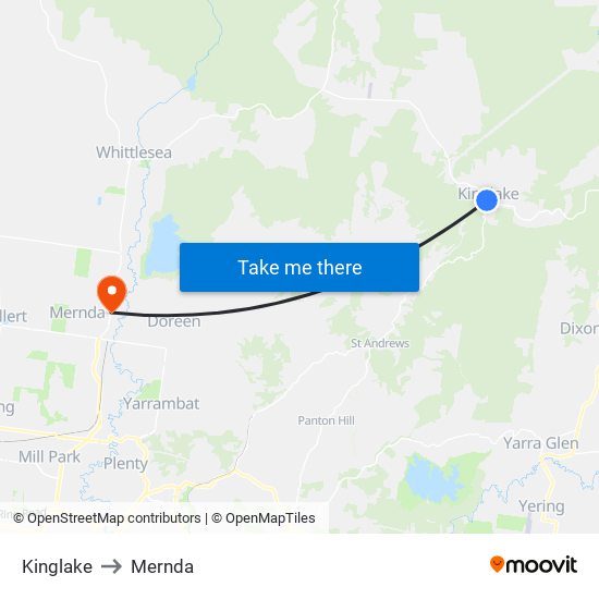 Kinglake to Mernda map