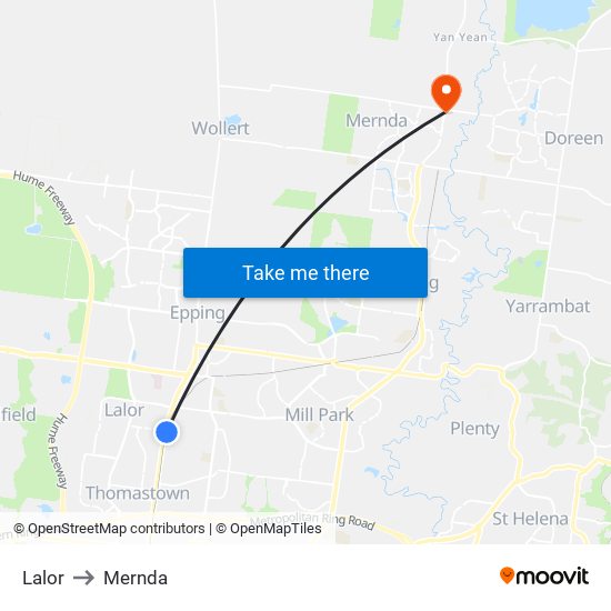 Lalor to Mernda map