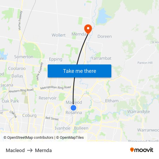 Macleod to Mernda map