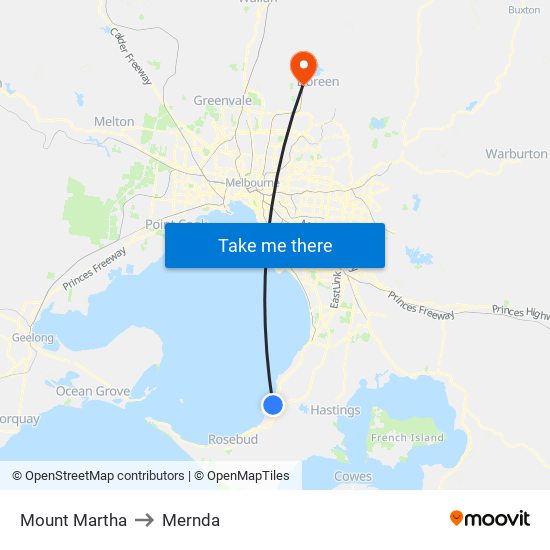 Mount Martha to Mernda map