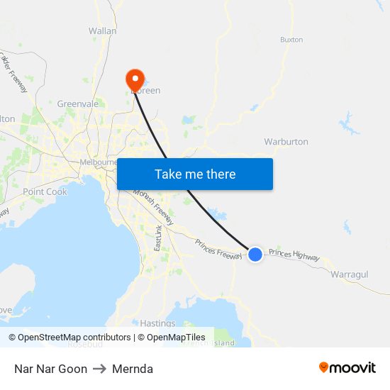 Nar Nar Goon to Mernda map