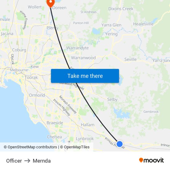 Officer to Mernda map