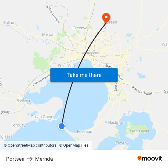 Portsea to Mernda map