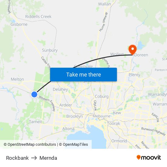 Rockbank to Mernda map