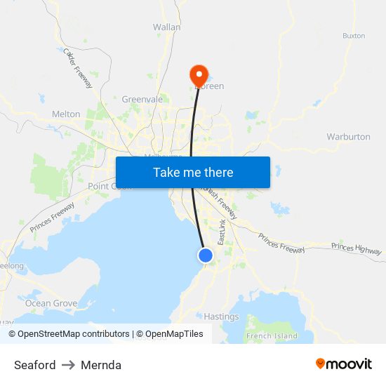 Seaford to Mernda map