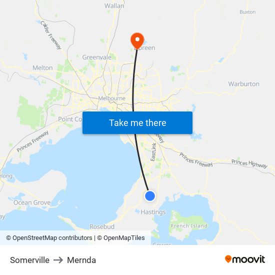 Somerville to Mernda map