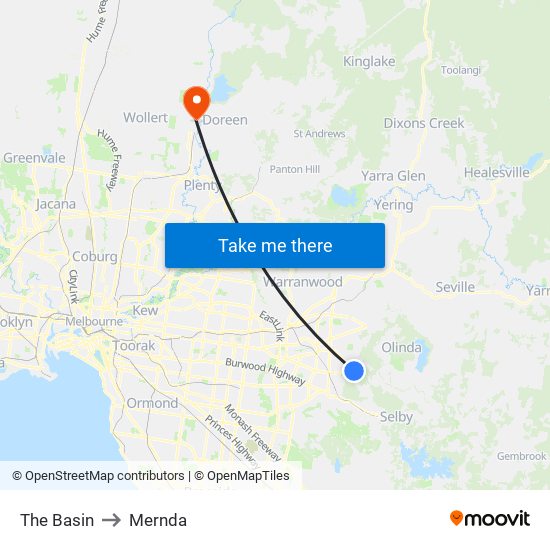 The Basin to Mernda map