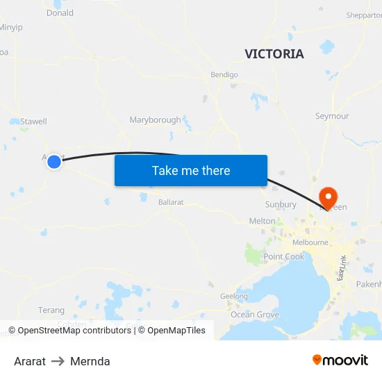 Ararat to Mernda map