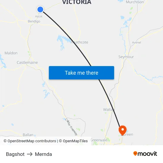 Bagshot to Mernda map