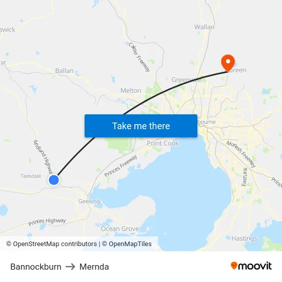 Bannockburn to Mernda map