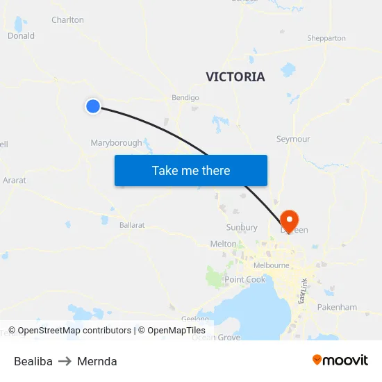 Bealiba to Mernda map