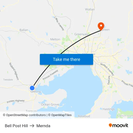 Bell Post Hill to Mernda map