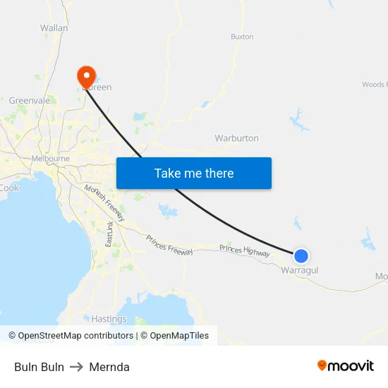 Buln Buln to Mernda map
