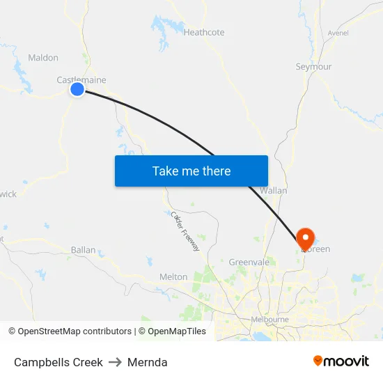 Campbells Creek to Mernda map
