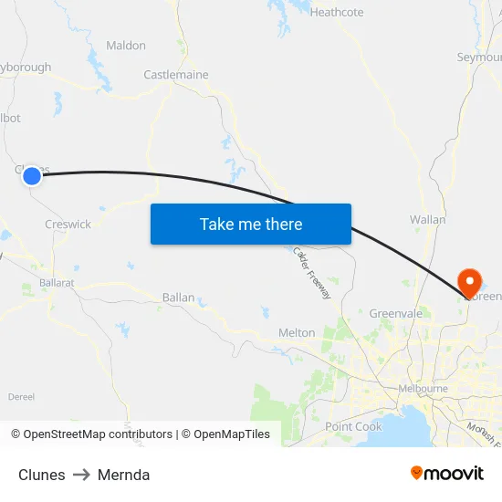 Clunes to Mernda map