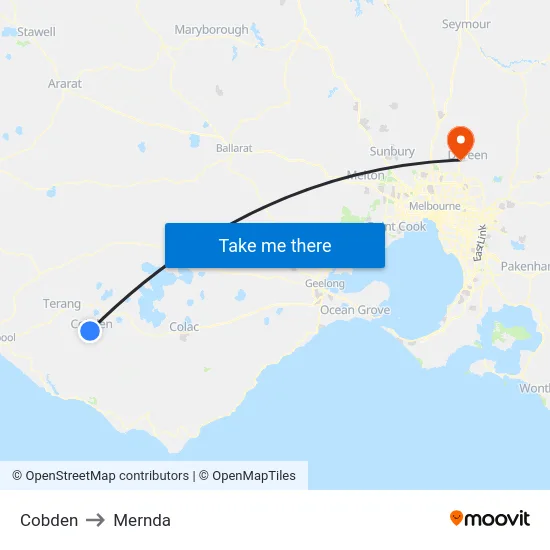 Cobden to Mernda map