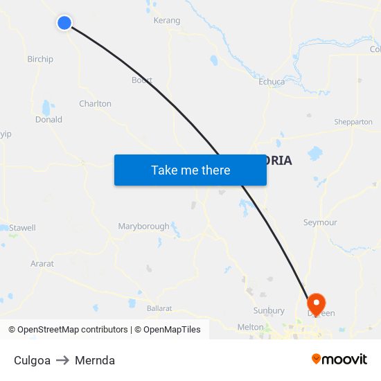 Culgoa to Mernda map