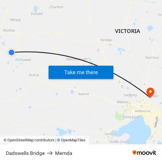 Dadswells Bridge to Mernda map