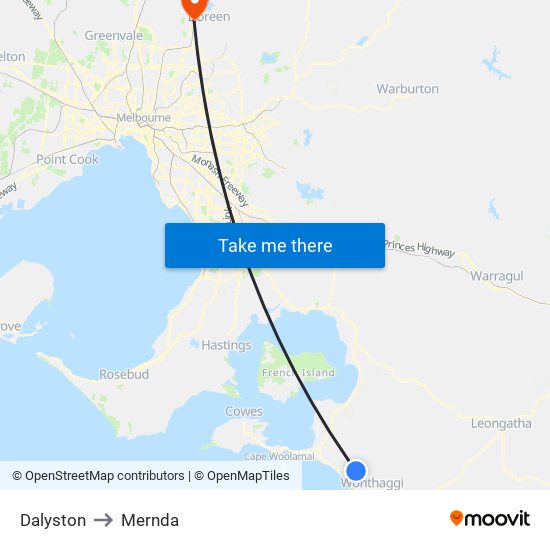 Dalyston to Mernda map