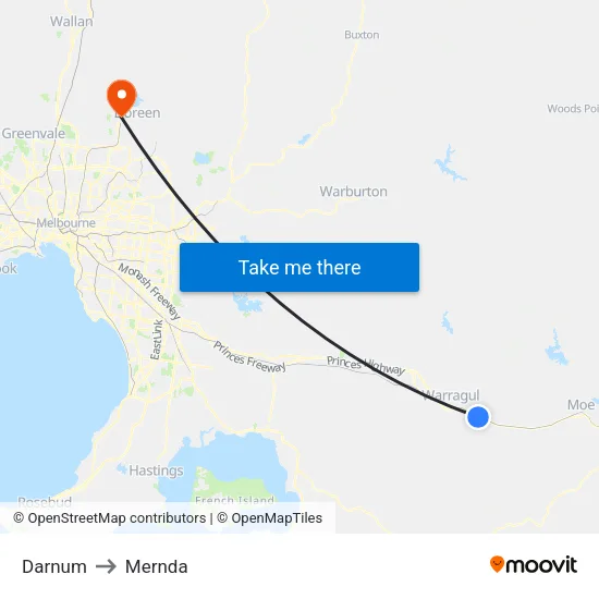 Darnum to Mernda map