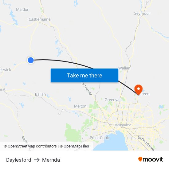 Daylesford to Mernda map