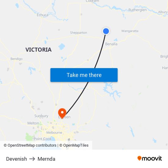 Devenish to Mernda map