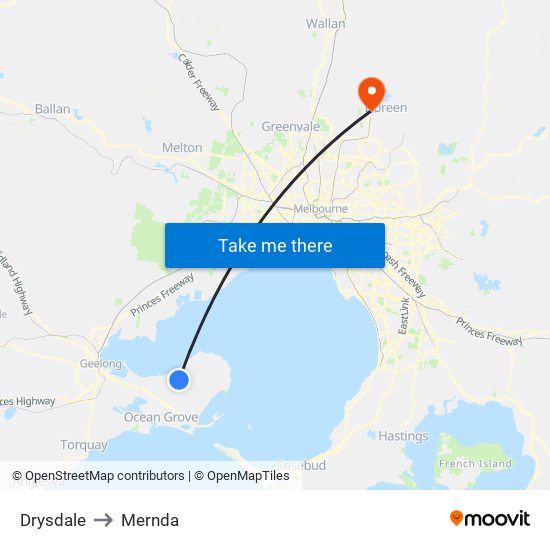 Drysdale to Mernda map