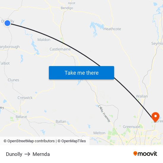 Dunolly to Mernda map