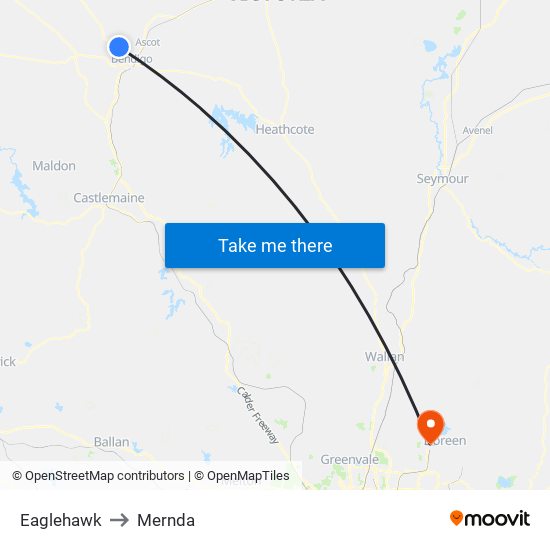 Eaglehawk to Mernda map