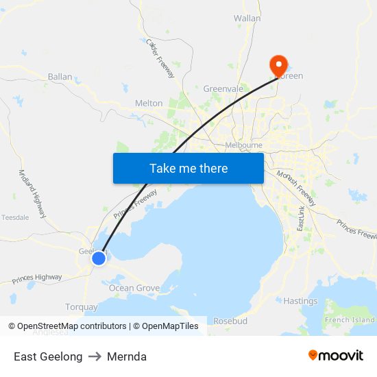 East Geelong to Mernda map