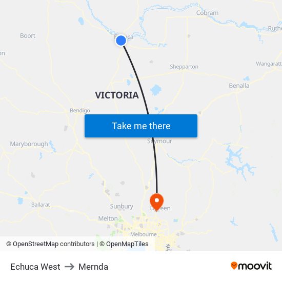 Echuca West to Mernda map