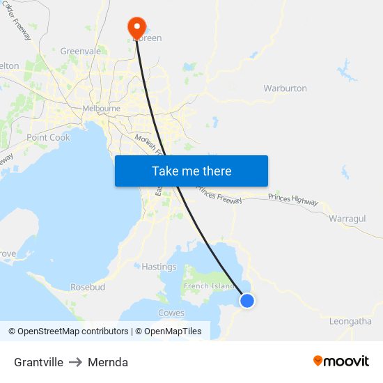 Grantville to Mernda map
