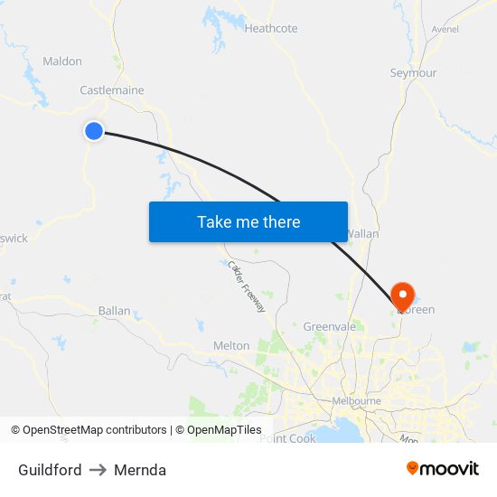 Guildford to Mernda map