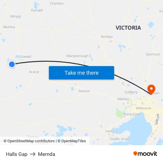 Halls Gap to Mernda map