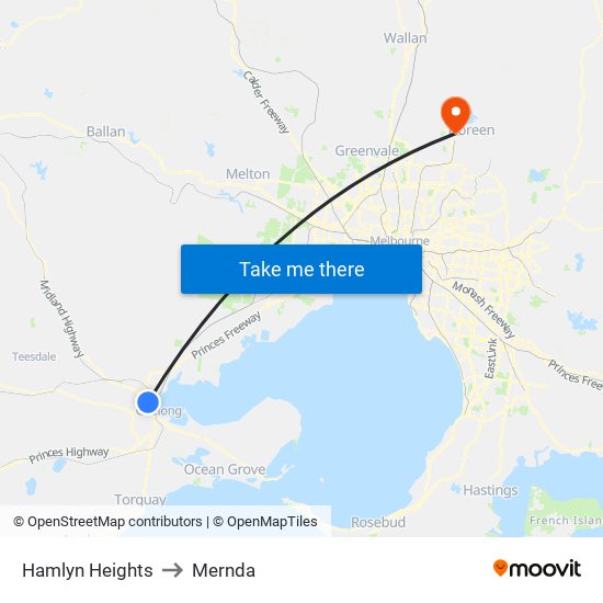 Hamlyn Heights to Mernda map