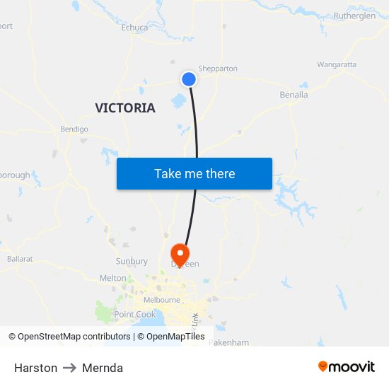 Harston to Mernda map