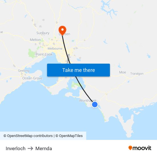 Inverloch to Mernda map