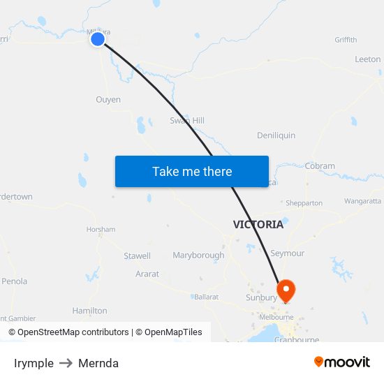 Irymple to Mernda map