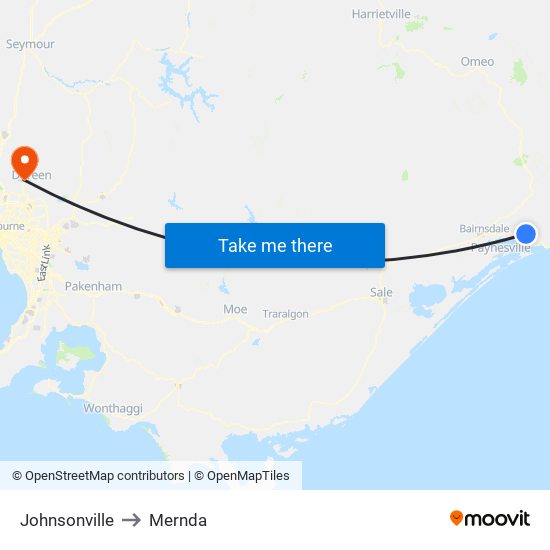 Johnsonville to Mernda map