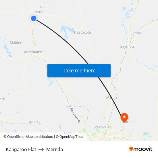 Kangaroo Flat to Mernda map