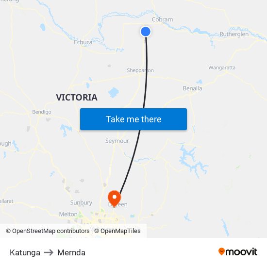 Katunga to Mernda map