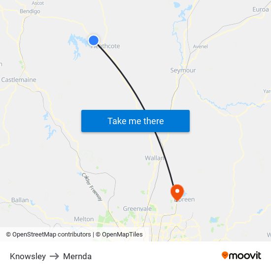 Knowsley to Mernda map