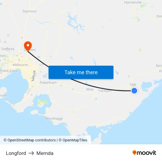 Longford to Mernda map