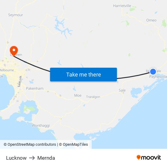 Lucknow to Mernda map