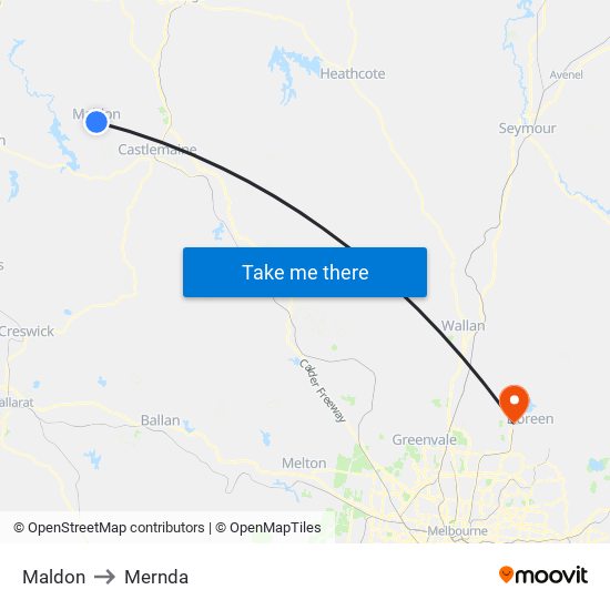 Maldon to Mernda map