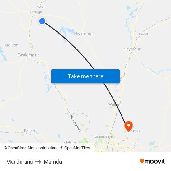 Mandurang to Mernda map