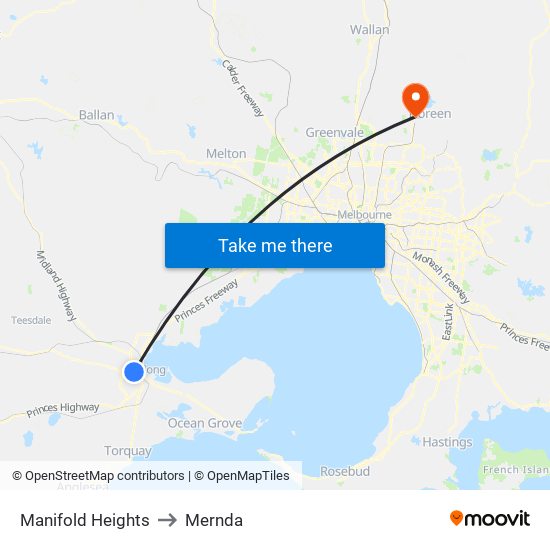 Manifold Heights to Mernda map