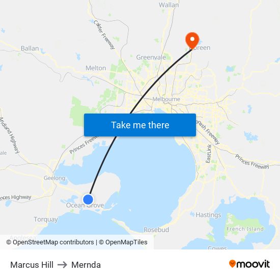 Marcus Hill to Mernda map