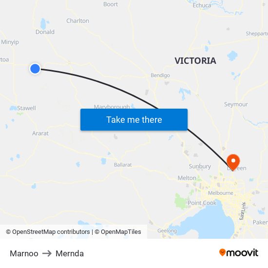 Marnoo to Mernda map